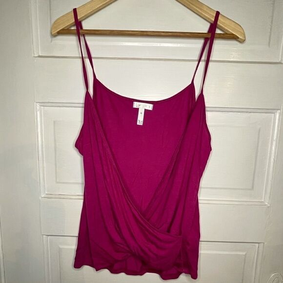 Leith Crossover Spaghetti Strap Tank in Fuchsia - Picture 2 of 6
